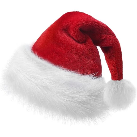 Women Red Velvet Extra Thicken Xmas Hat for New Year Festive Holiday Party main image 7